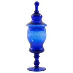 Vintage Blue Murano "Albarelli" Jar with Lid