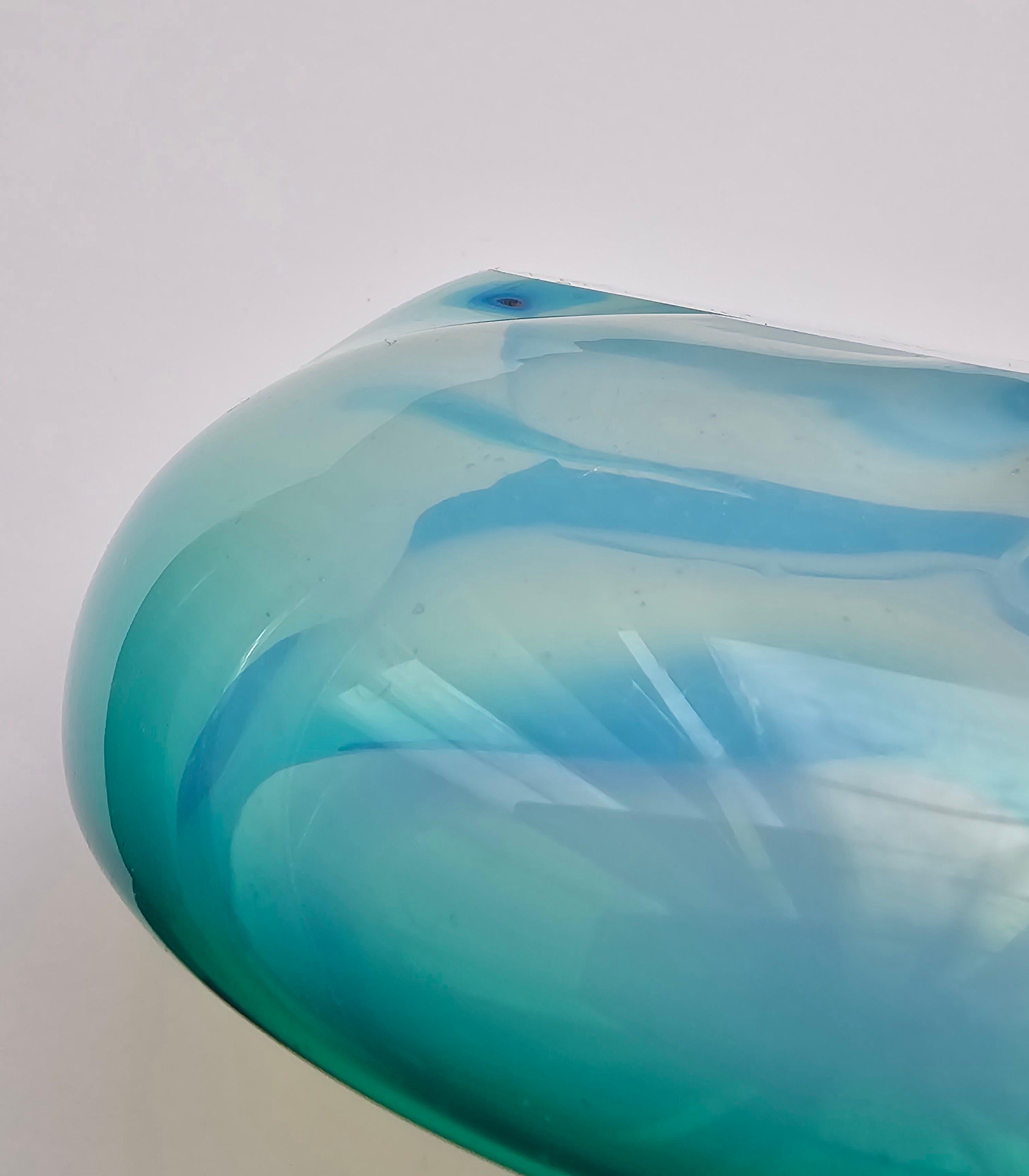 Piatto ciotola decorativo in vetro Art Decor blu di Murano In condizioni discrete in vendita a Toronto, ON