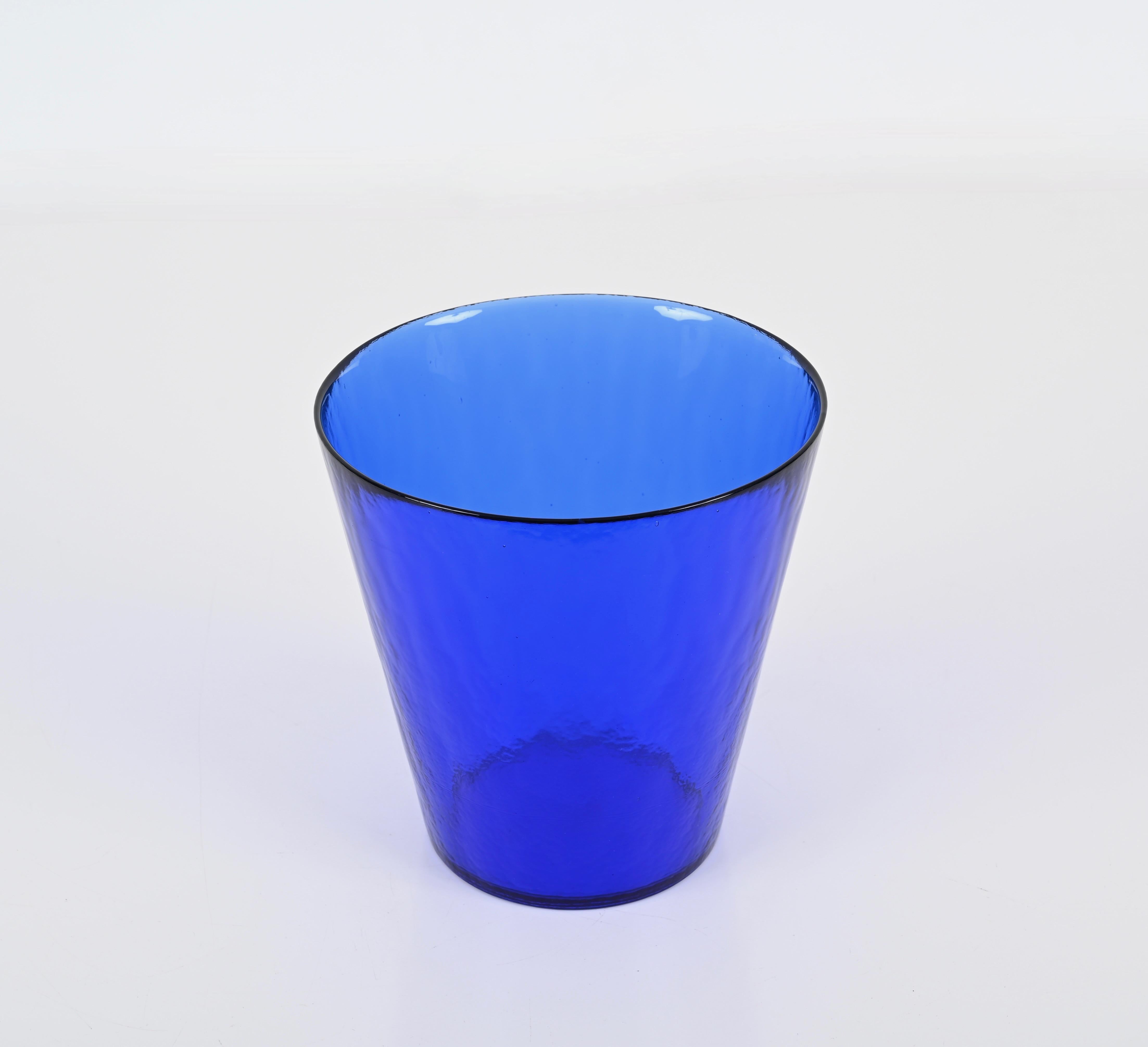 Hand-Crafted Blue Murano Art Glass Ice Bucket, Italy 1960s