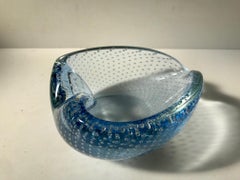 Blue Murano Ashtray with Air Bubbles from Seguso, 1950s