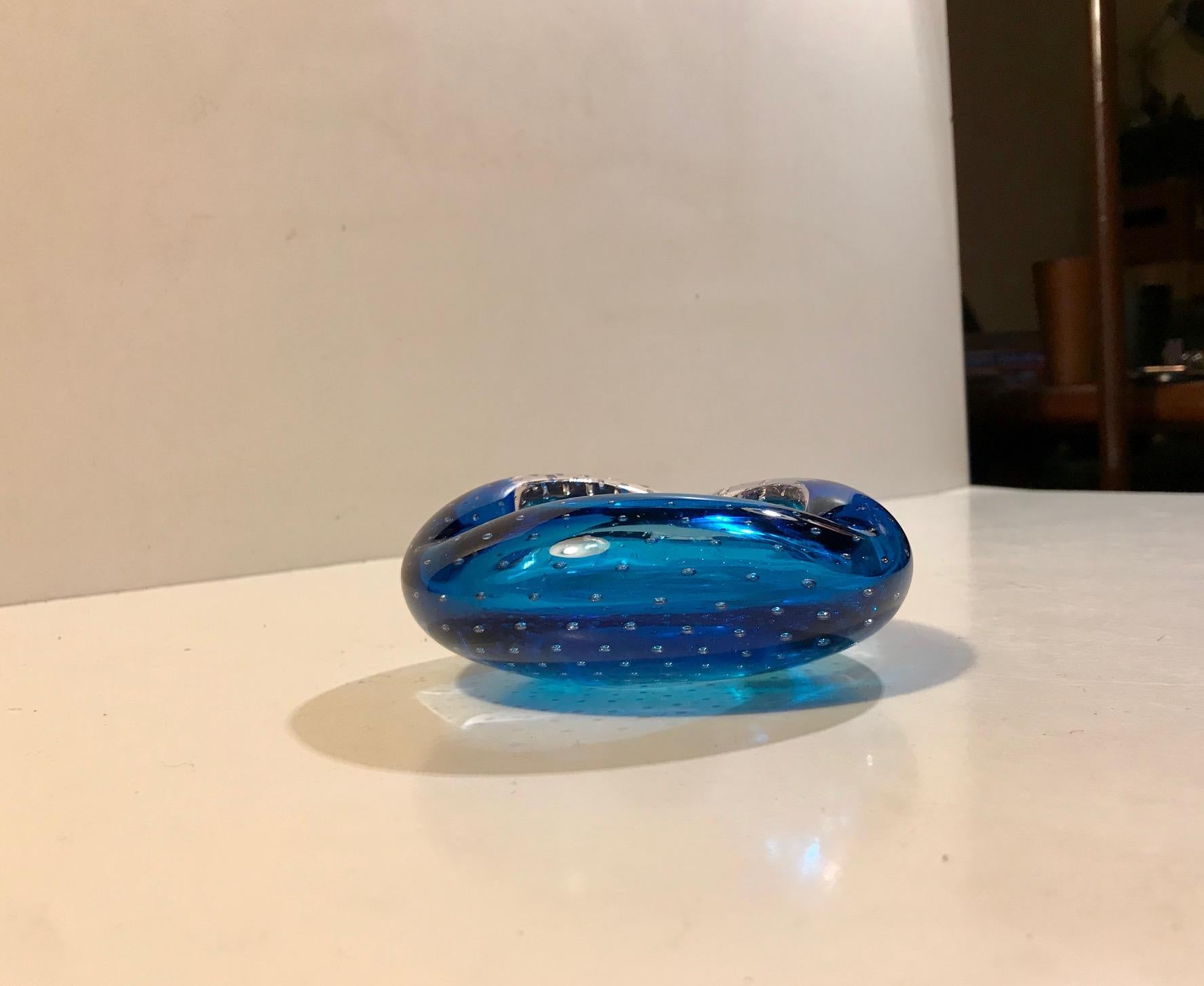 Mid-Century Modern Blue Murano Ashtray with Air Bubbles from Seguso, 1950s