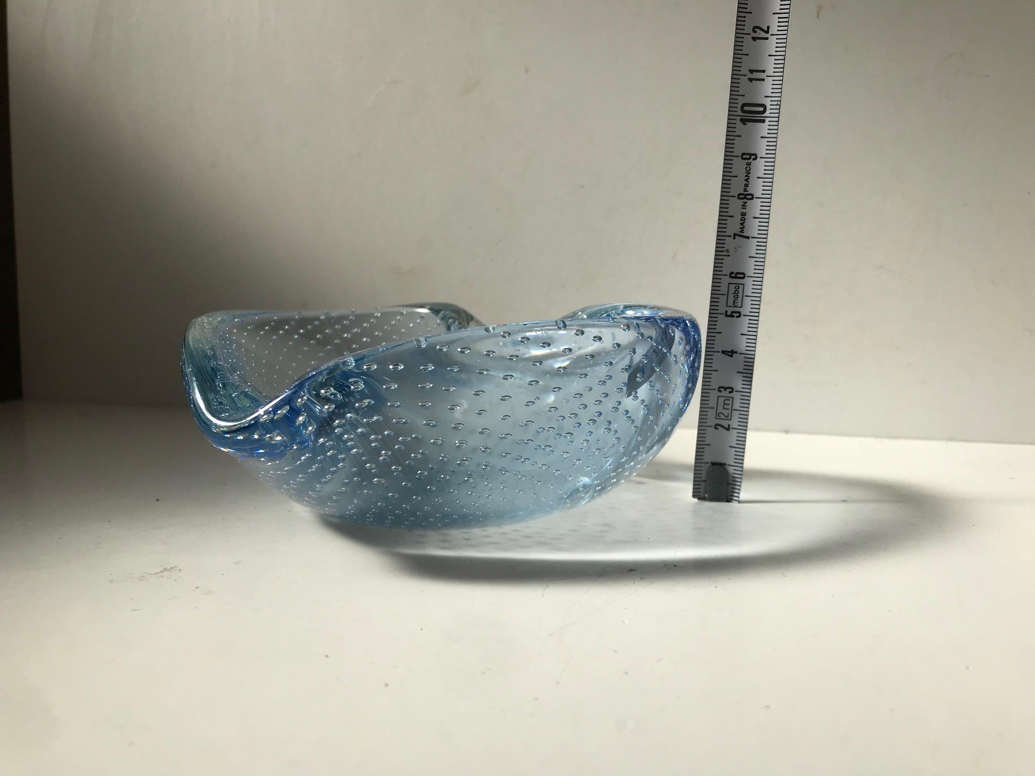 Blue Murano Ashtray with Air Bubbles from Seguso, 1950s 2