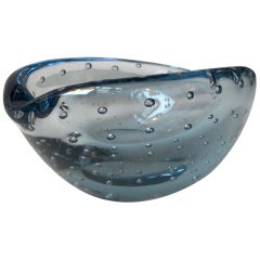 Blue Murano Ashtray with Air Bubbles from Seguso, 1950s