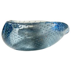 Blue Murano Ashtray with Air Bubbles from Seguso, 1950s