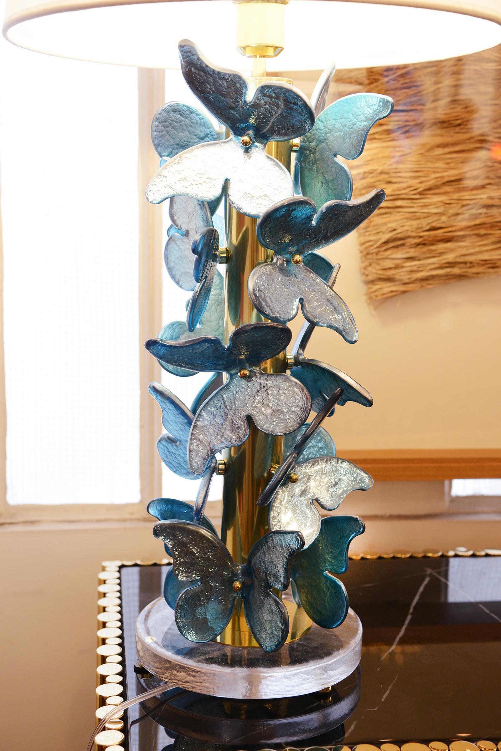 Blue Murano Butterflies Table Lamp In New Condition In Paris, FR