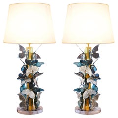 Blue Murano Butterflies Table Lamp