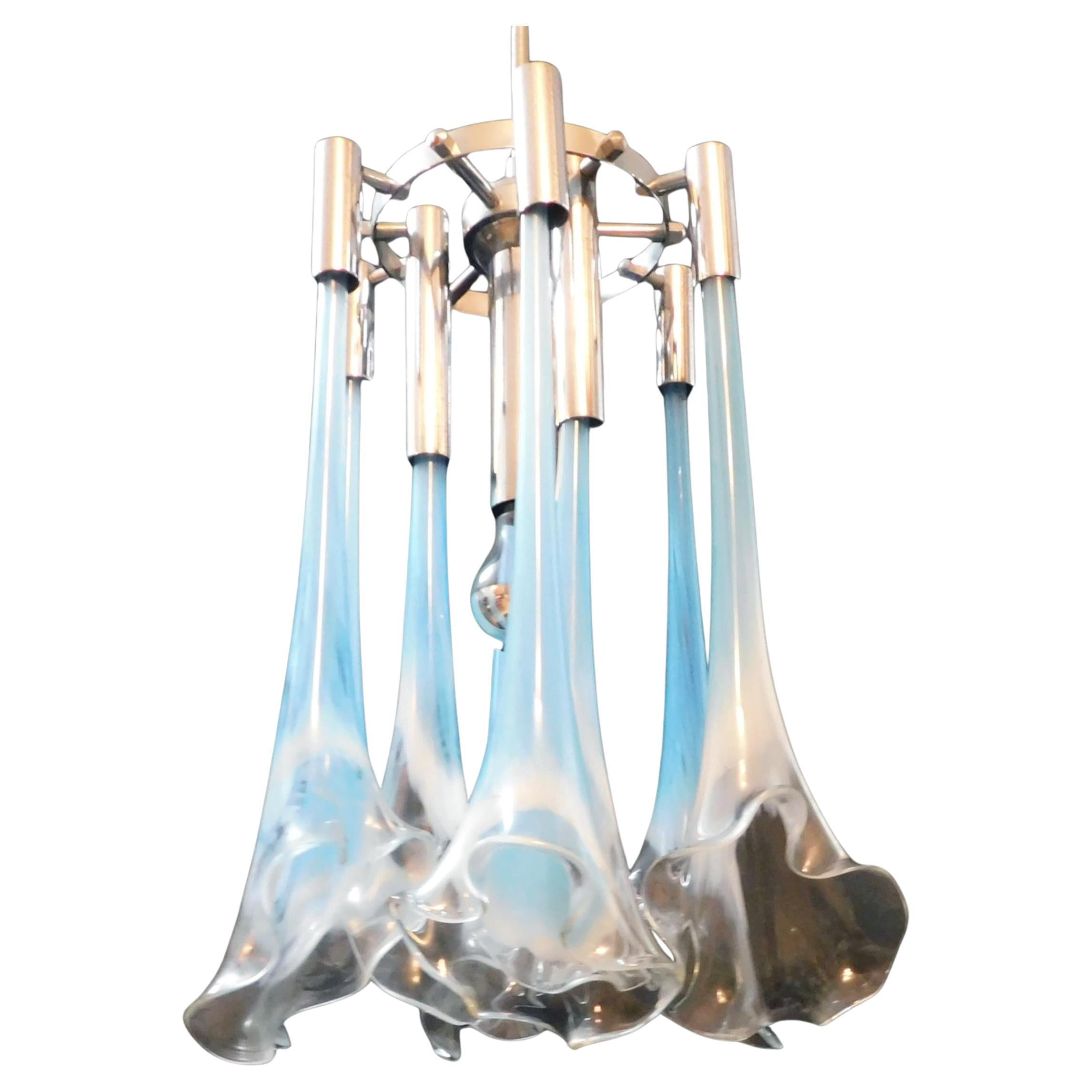 Pendentif Callas en Murano bleu