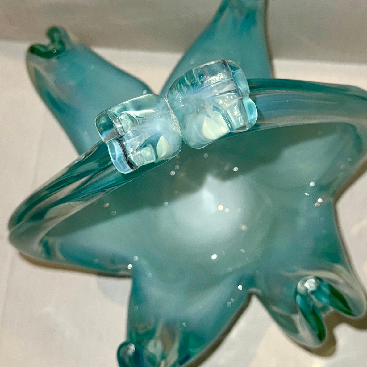 Mid-20th Century Blue Murano Glass Candy Dish For Sale