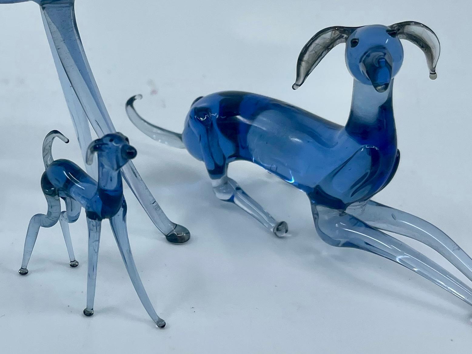 Mid-Century Modern Blue Murano Dogs For Sale
