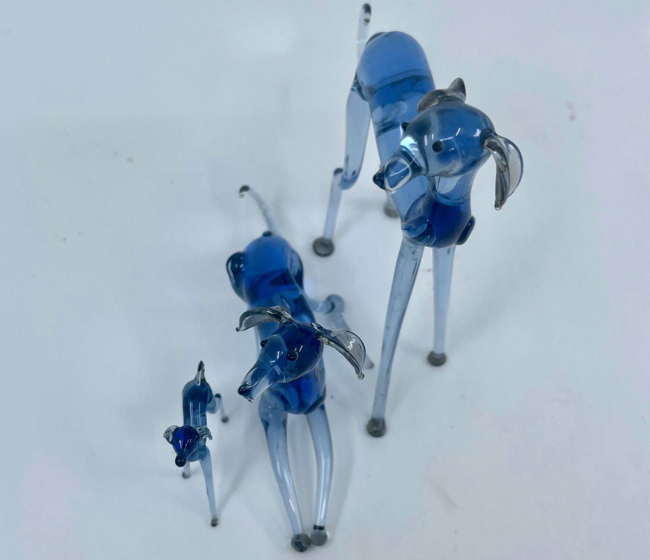 Hand-Crafted Blue Murano Dogs For Sale