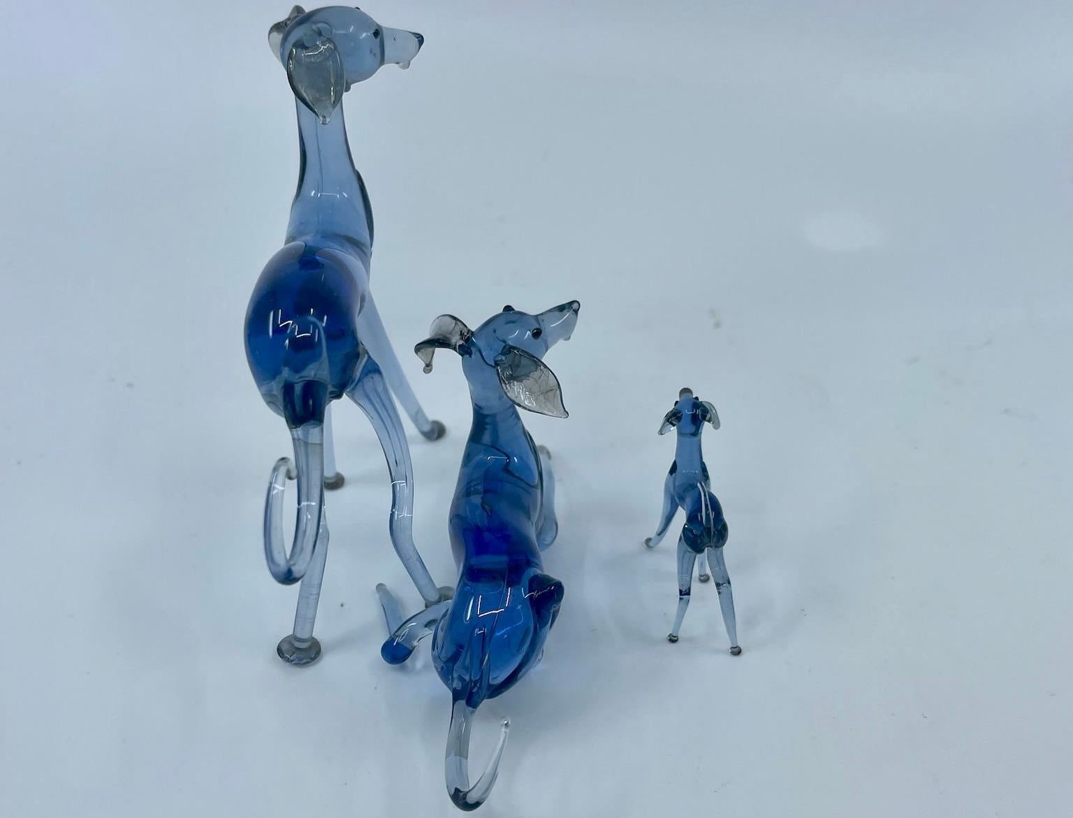 Blue Murano Dogs In Good Condition For Sale In New York, NY