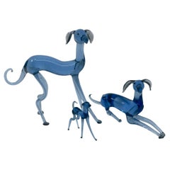 Vintage Blue Murano Dogs