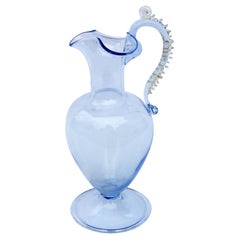 Vintage Blue Murano Ewer or Pitcher Attributed to Salviati
