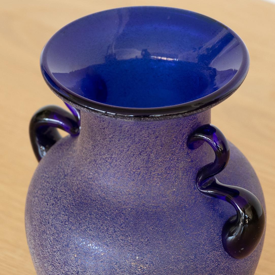 Blue Murano Glass Amphora Vase 1