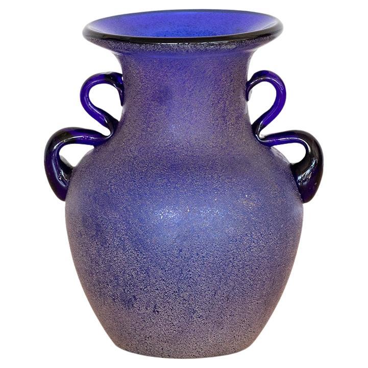 Blue Murano Glass Amphora Vase
