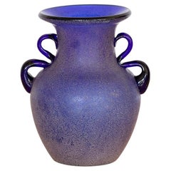 Blue Murano Glass Amphora Vase