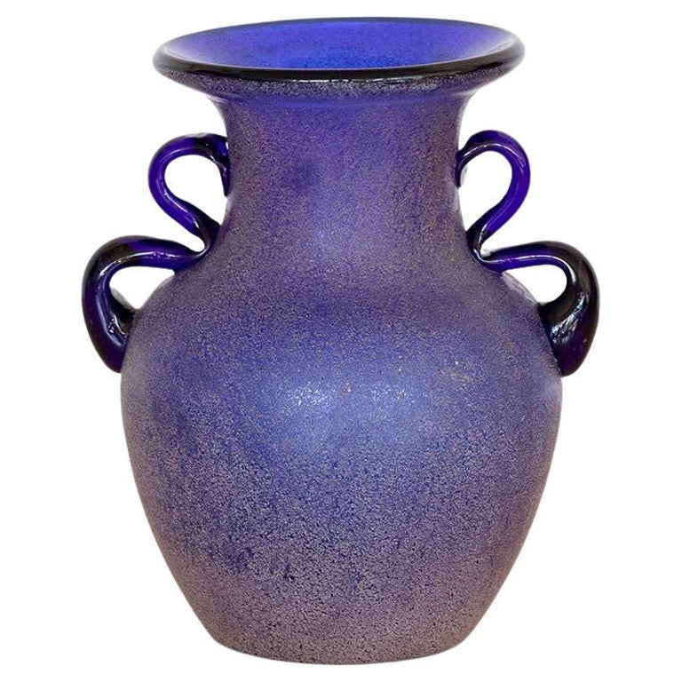 Blue Murano Glass Amphora Vase at 1stDibs