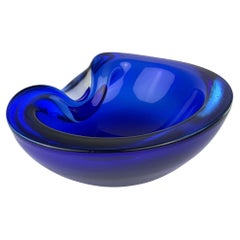 Posacenere in vetro di Murano blu, Italia anni '70