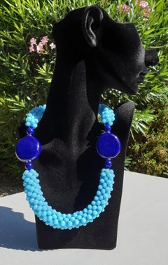 Blue Beaded Murano glass fashion necklace
