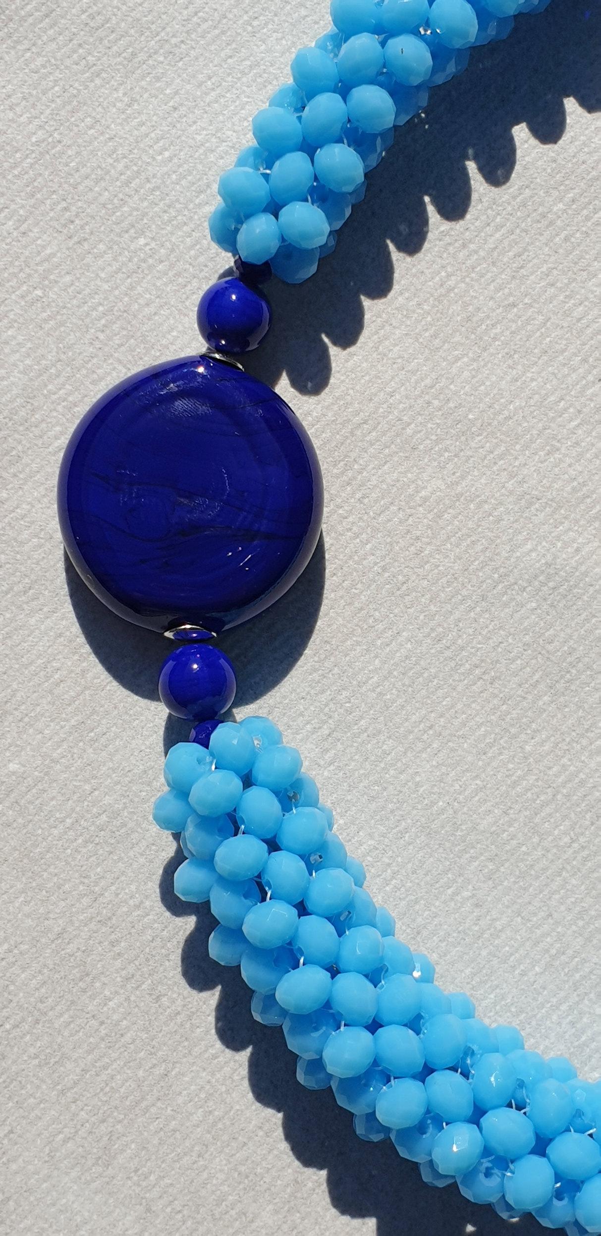 blue glass bead necklace