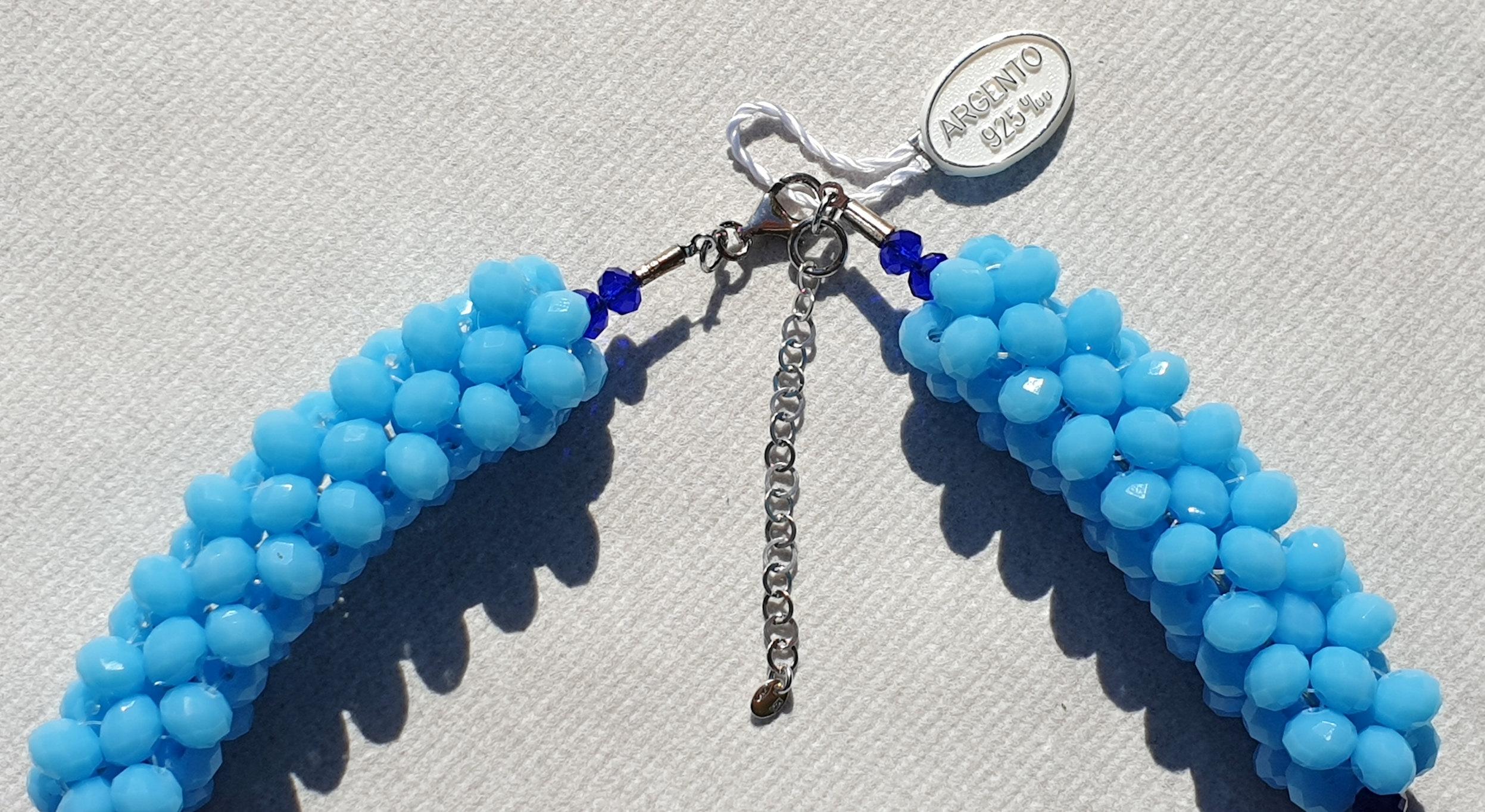 Blaue blaue Perlen-Halskette aus Muranoglas  im Zustand „Neu“ im Angebot in Dallas, TX