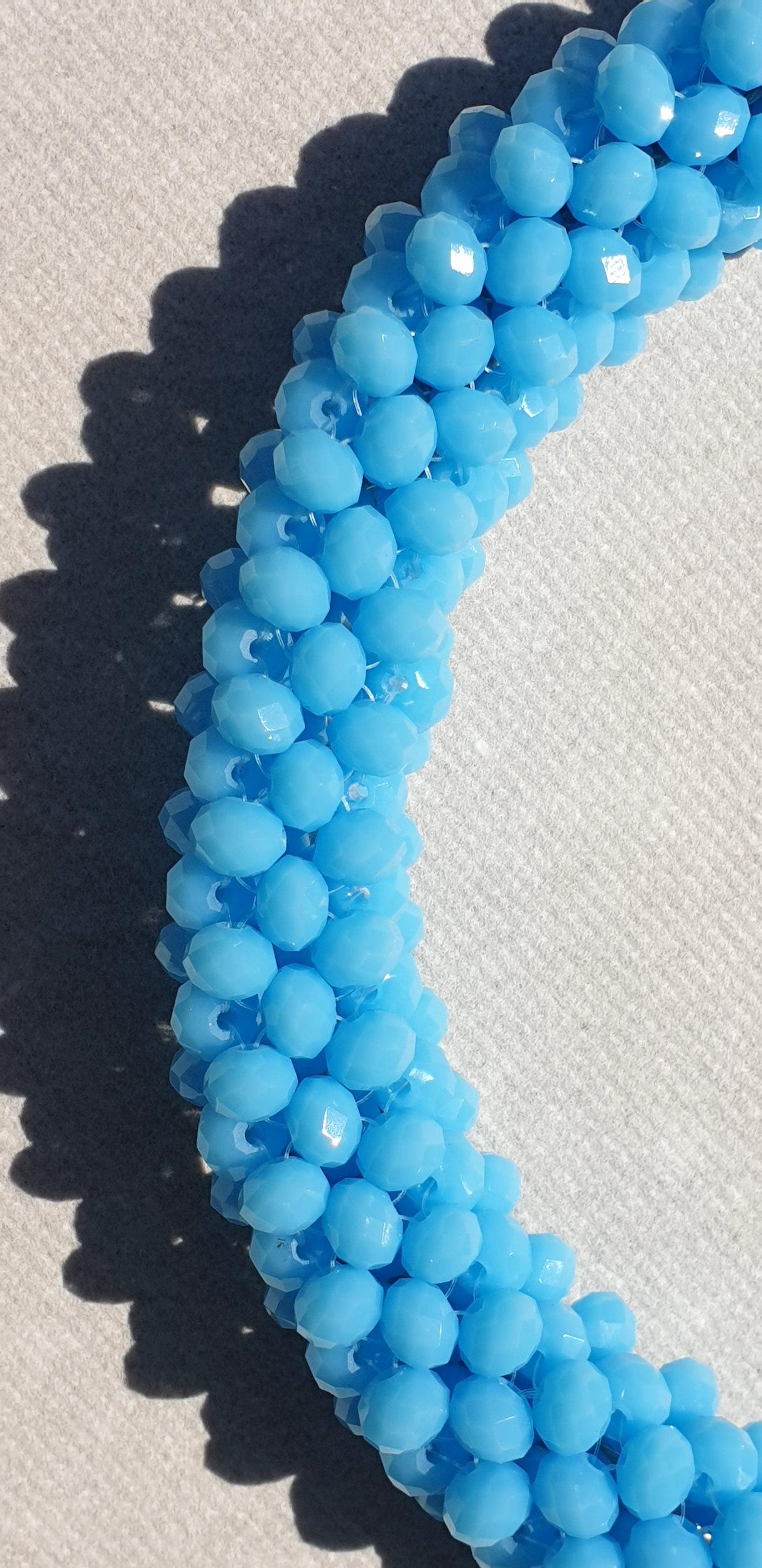 Blue Beaded Murano glass fashion necklace  In New Condition For Sale In Dallas, TX