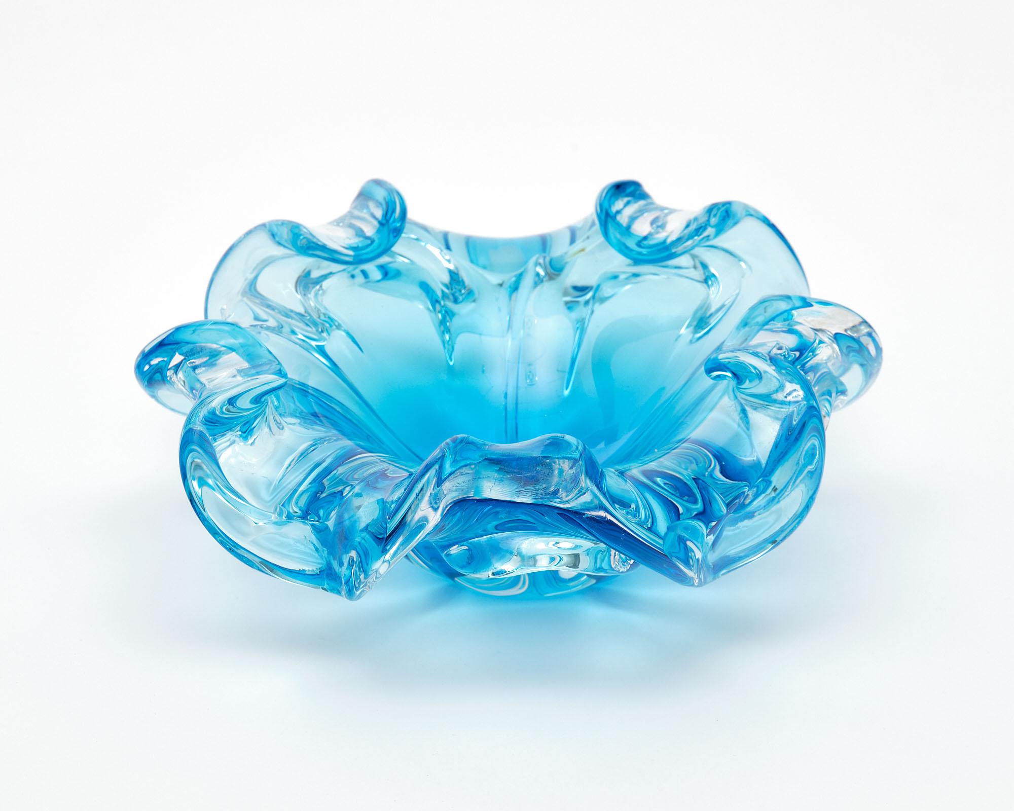 Bowl; ashtray; made of Murano glass; in Aqua blue.