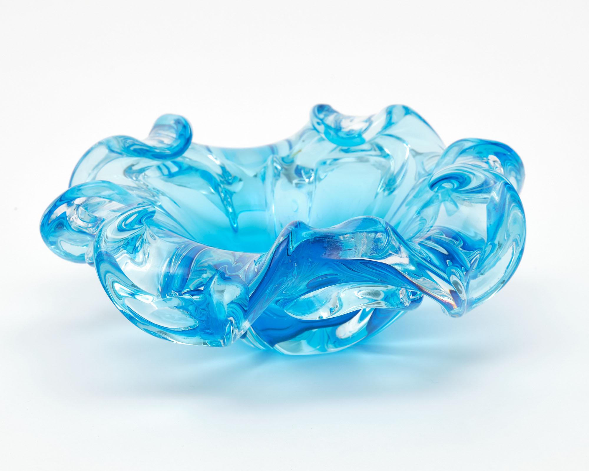 Mid-Century Modern Blue Murano Glass Bowl