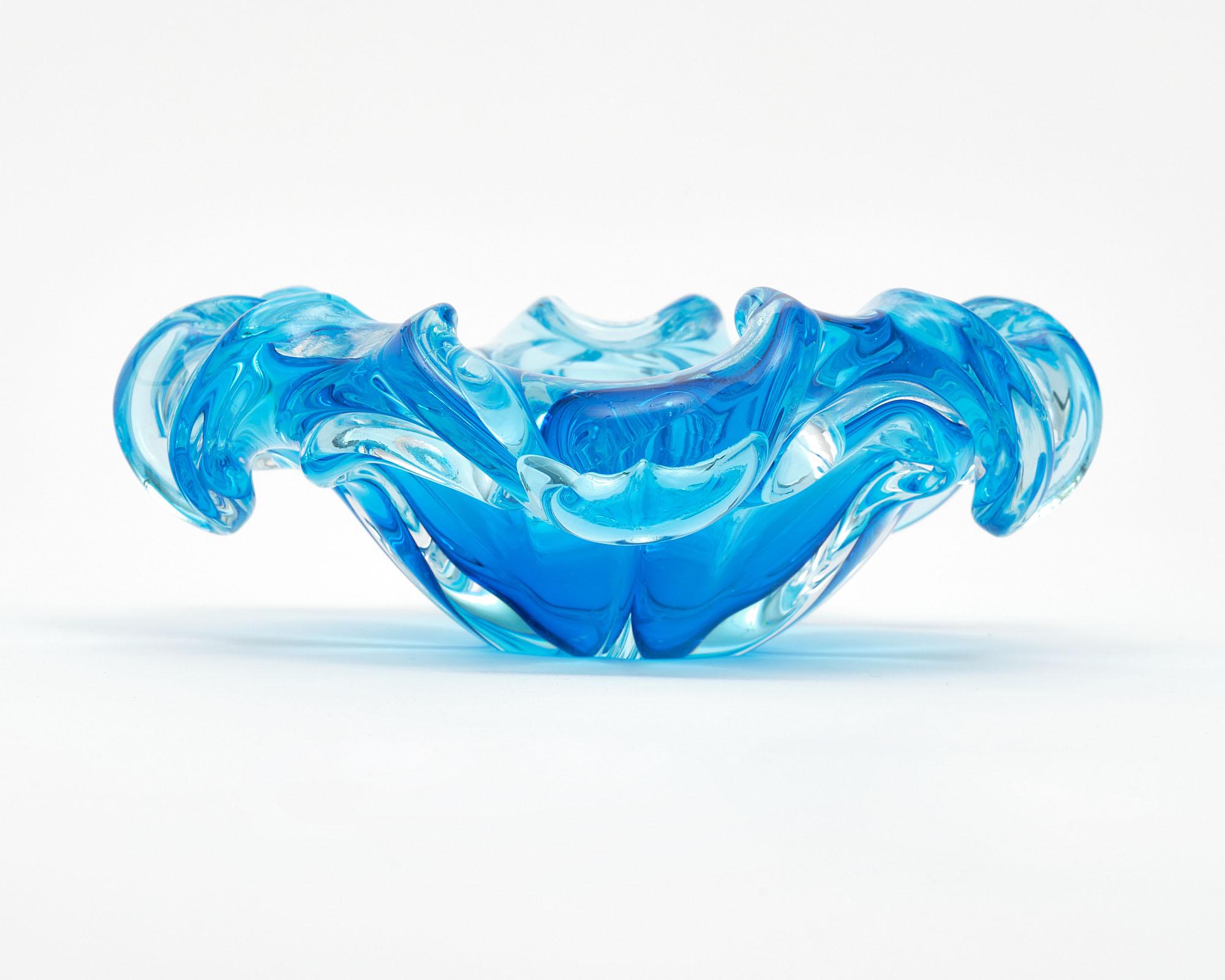 Blue Murano Glass Bowl In Good Condition In Austin, TX