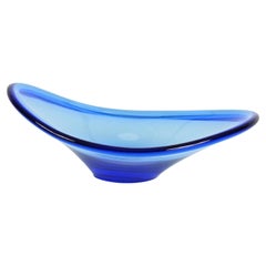 Blue Murano Glass Bowl or Pocket Emptier, Fontana Arte style, Italy 1960s