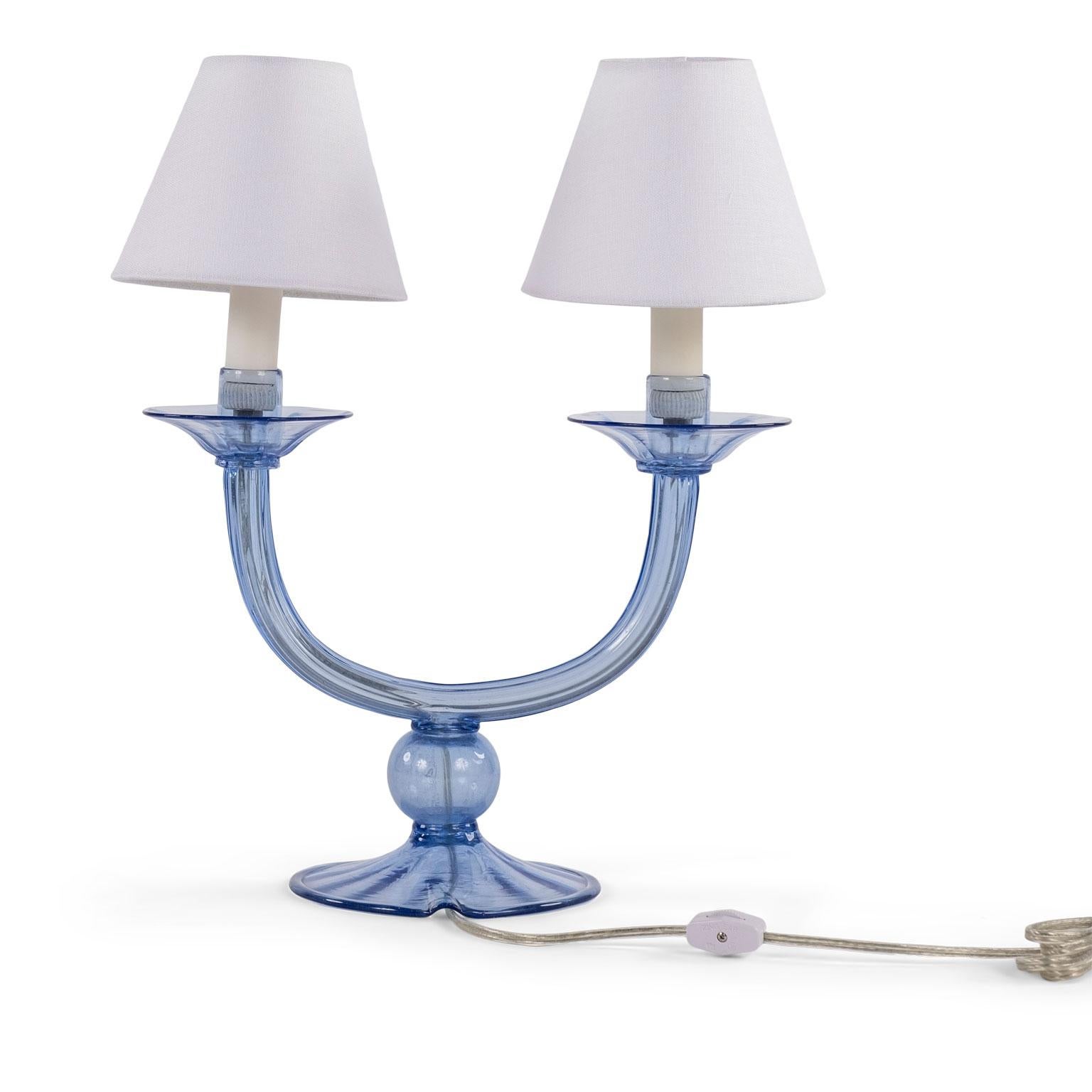 Blue Murano Glass Candelabra In Good Condition In Houston, TX