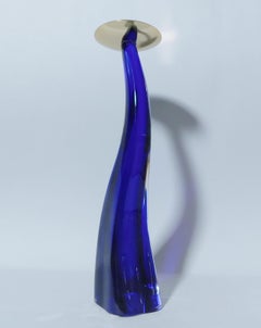 Blue Murano Glass Candlestick by Maurizio Toso
