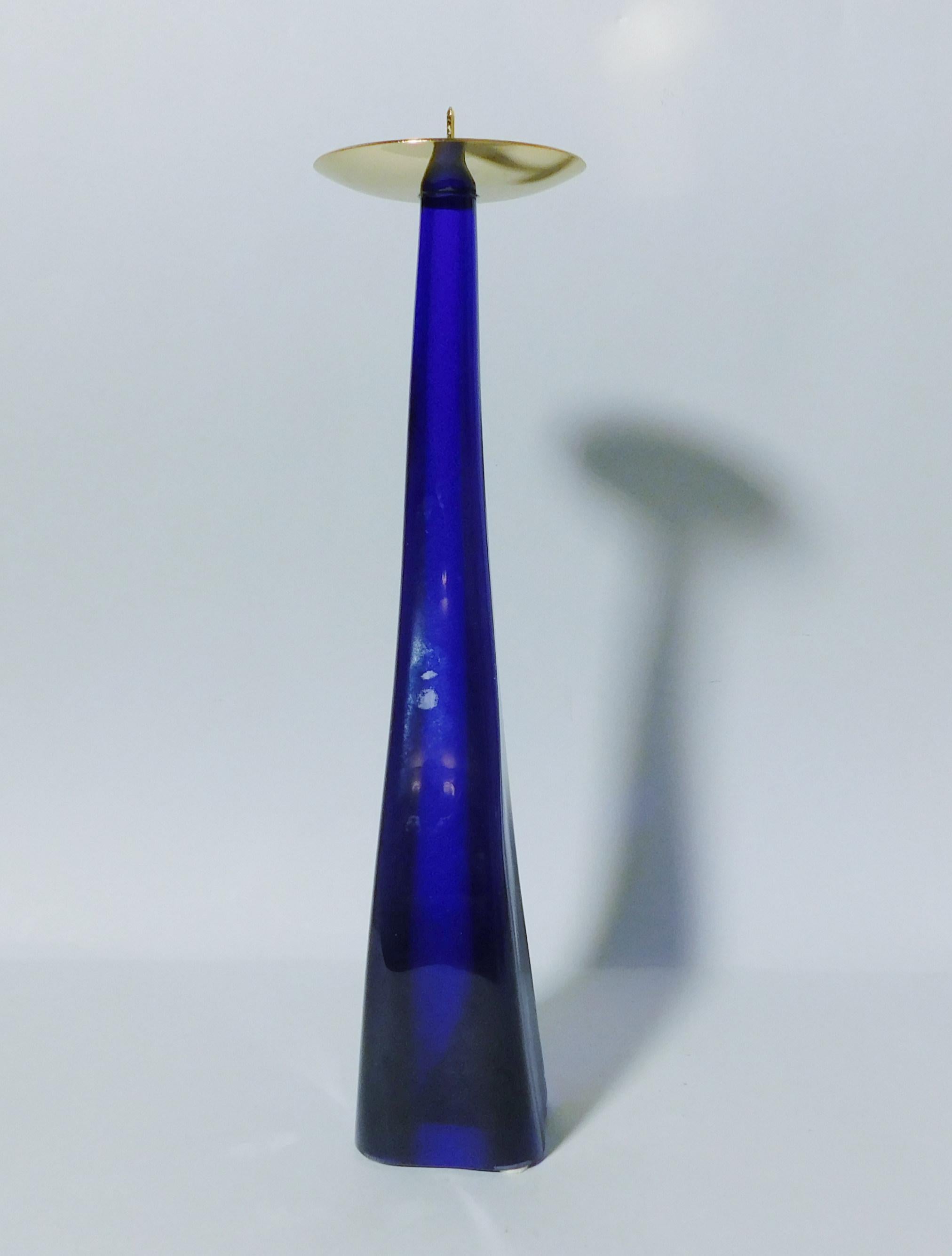 Mid-Century moderno Candeliere in vetro di Murano blu di Maurizio Toso in vendita