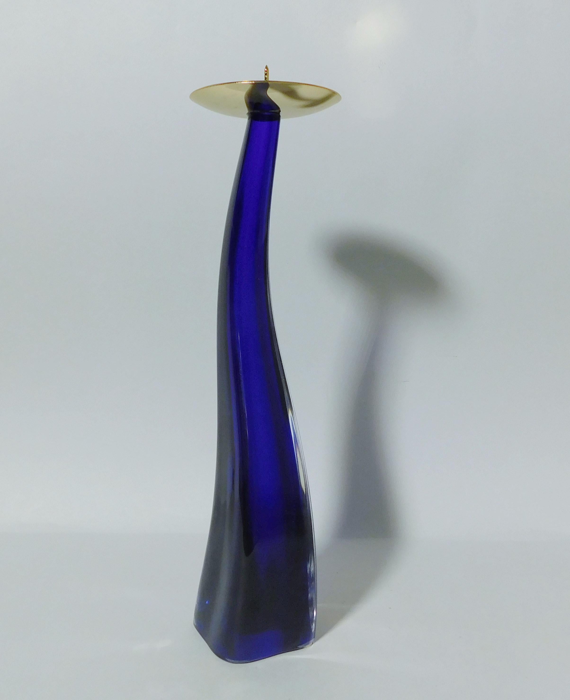 Italiano Candeliere in vetro di Murano blu di Maurizio Toso in vendita