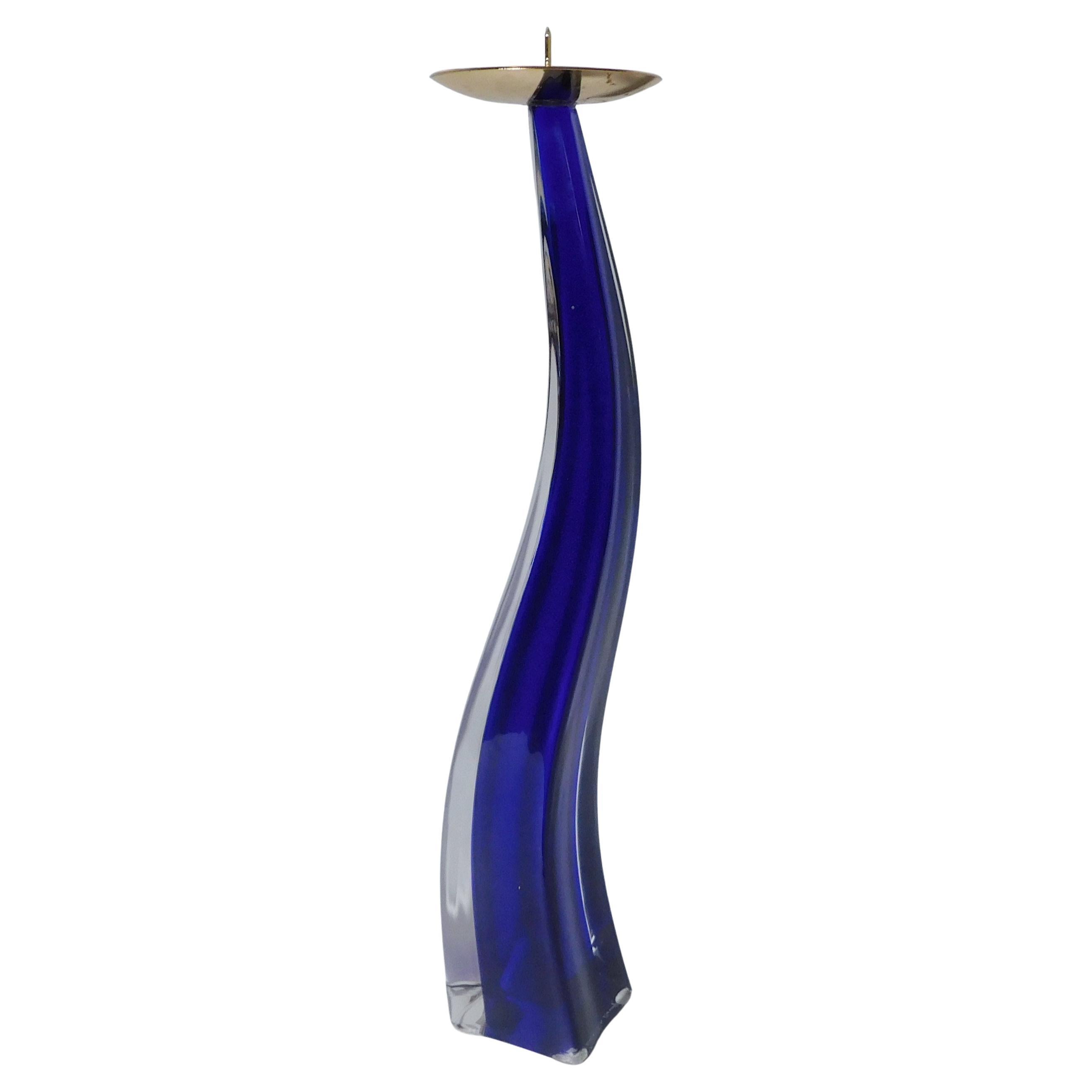 Blue Murano Glass Candlestick by Maurizio Toso