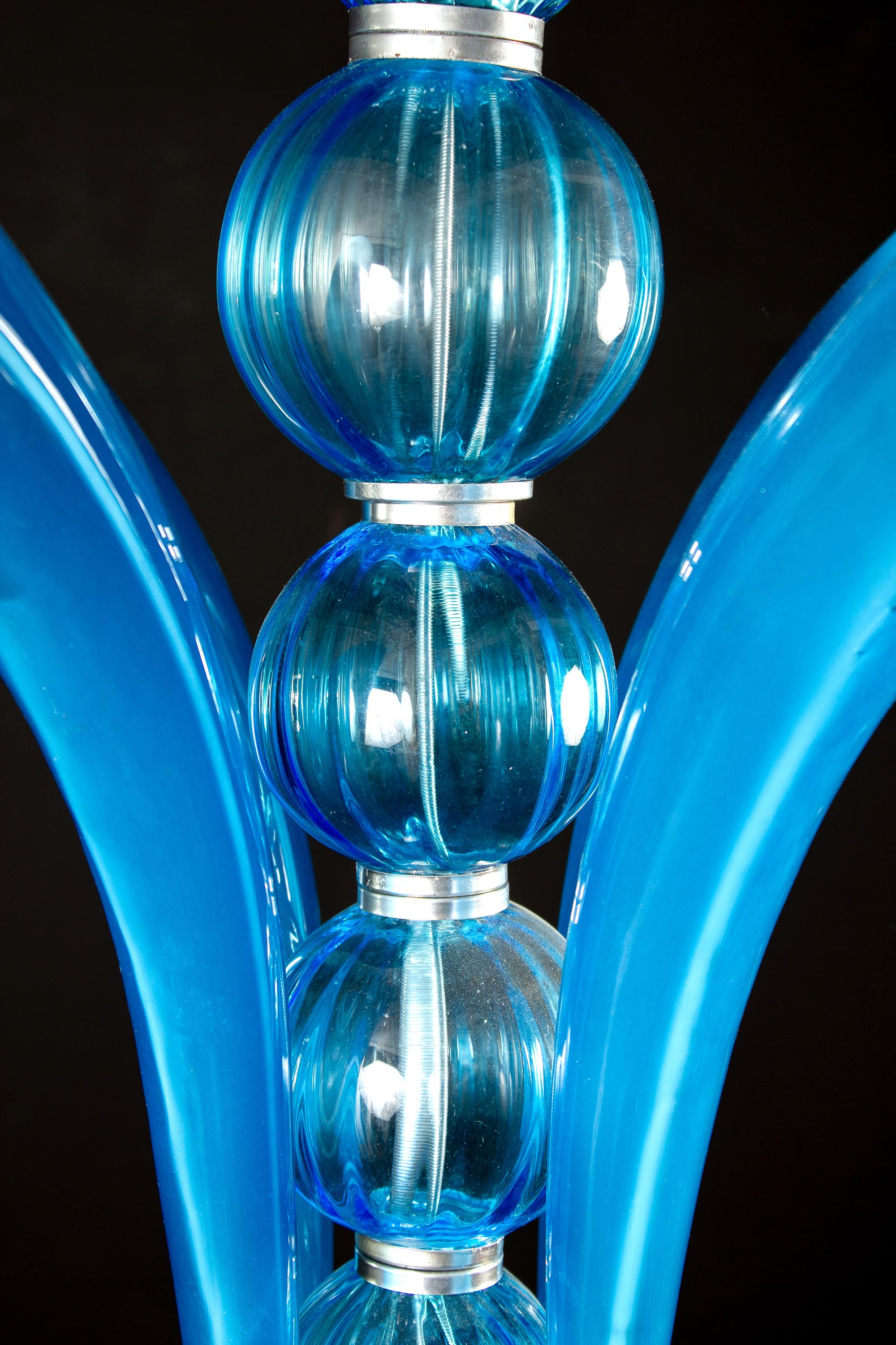 Blauer Kronleuchter aus blauem Muranoglas, Italien, 1990 im Angebot 3