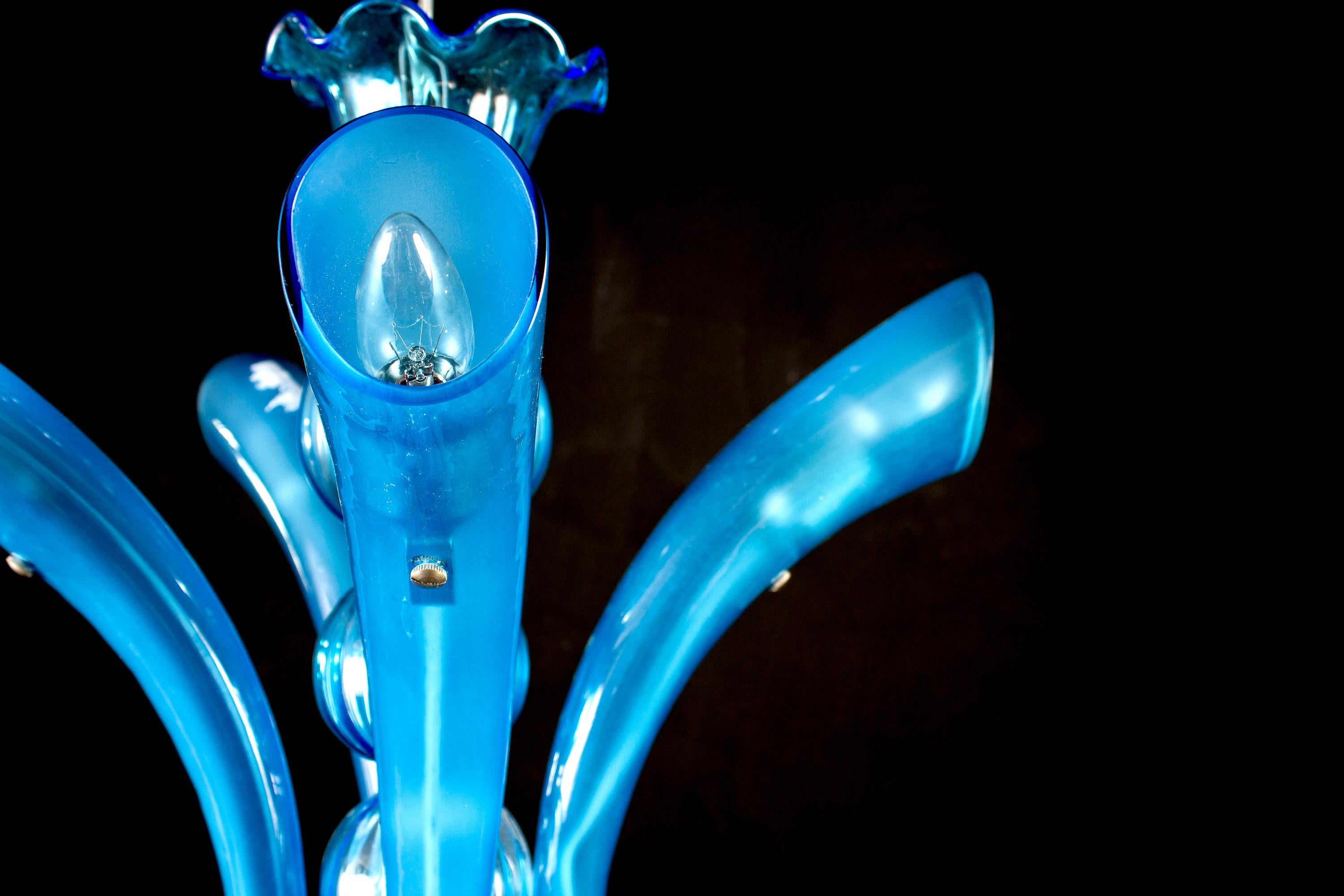 Blue Murano Glass Chandelier, Italy, 1990 For Sale 4