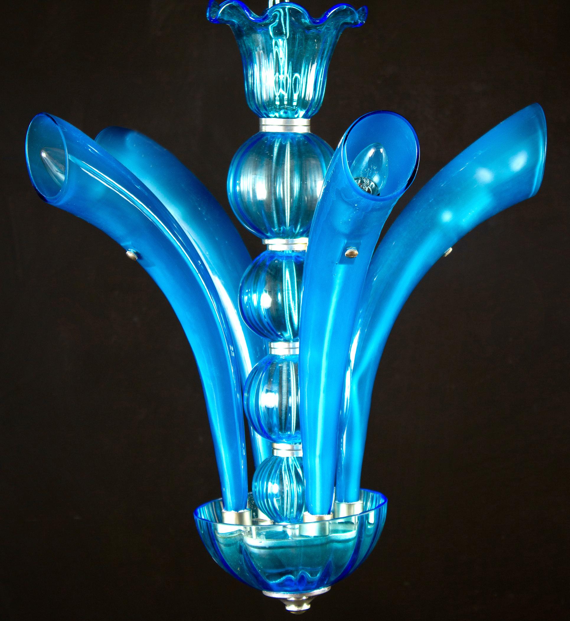 Blue Murano Glass Chandelier, Italy, 1990 For Sale 7