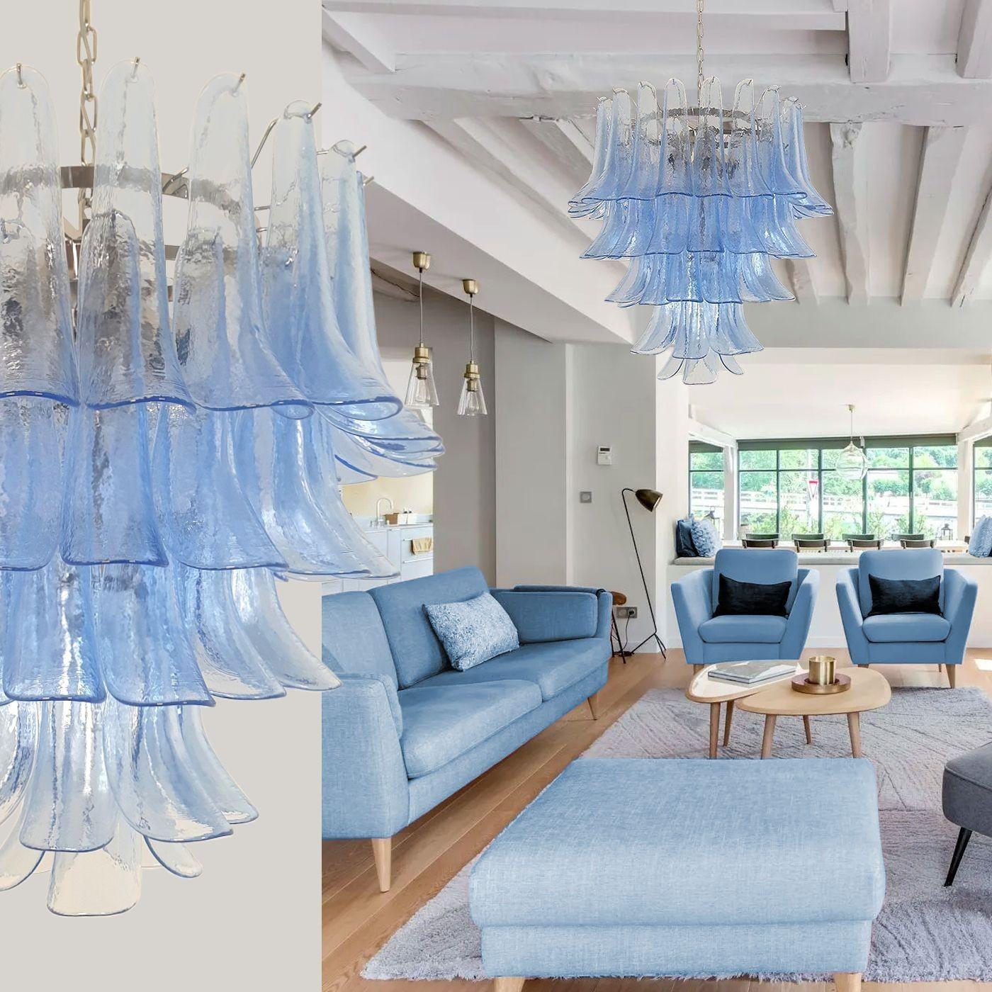 Mid-Century Modern Lustre bleu de Murano, Italie en vente