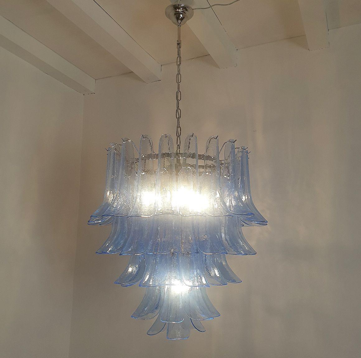 Italian Blue Murano glass chandelier, Italy For Sale