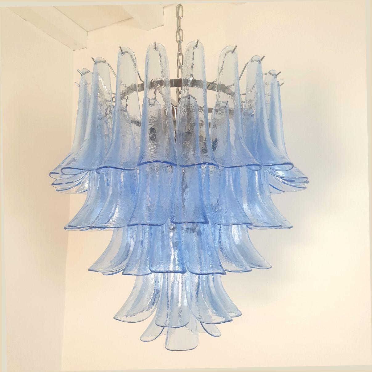 Late 20th Century Blue Murano glass chandelier, Italy For Sale
