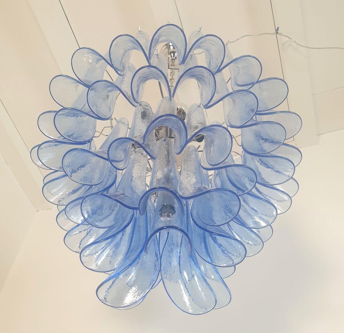 Lustre bleu de Murano, Italie en vente 1
