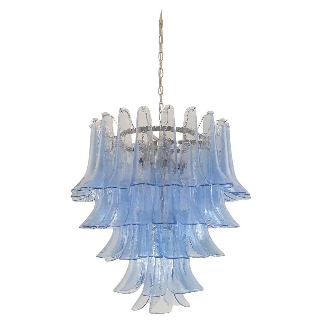 Blue Murano glass chandelier, Italy For Sale