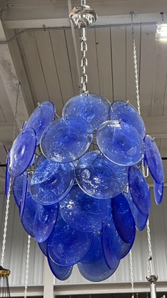 Blue Murano Glass Disc Chandelier by Vistosi