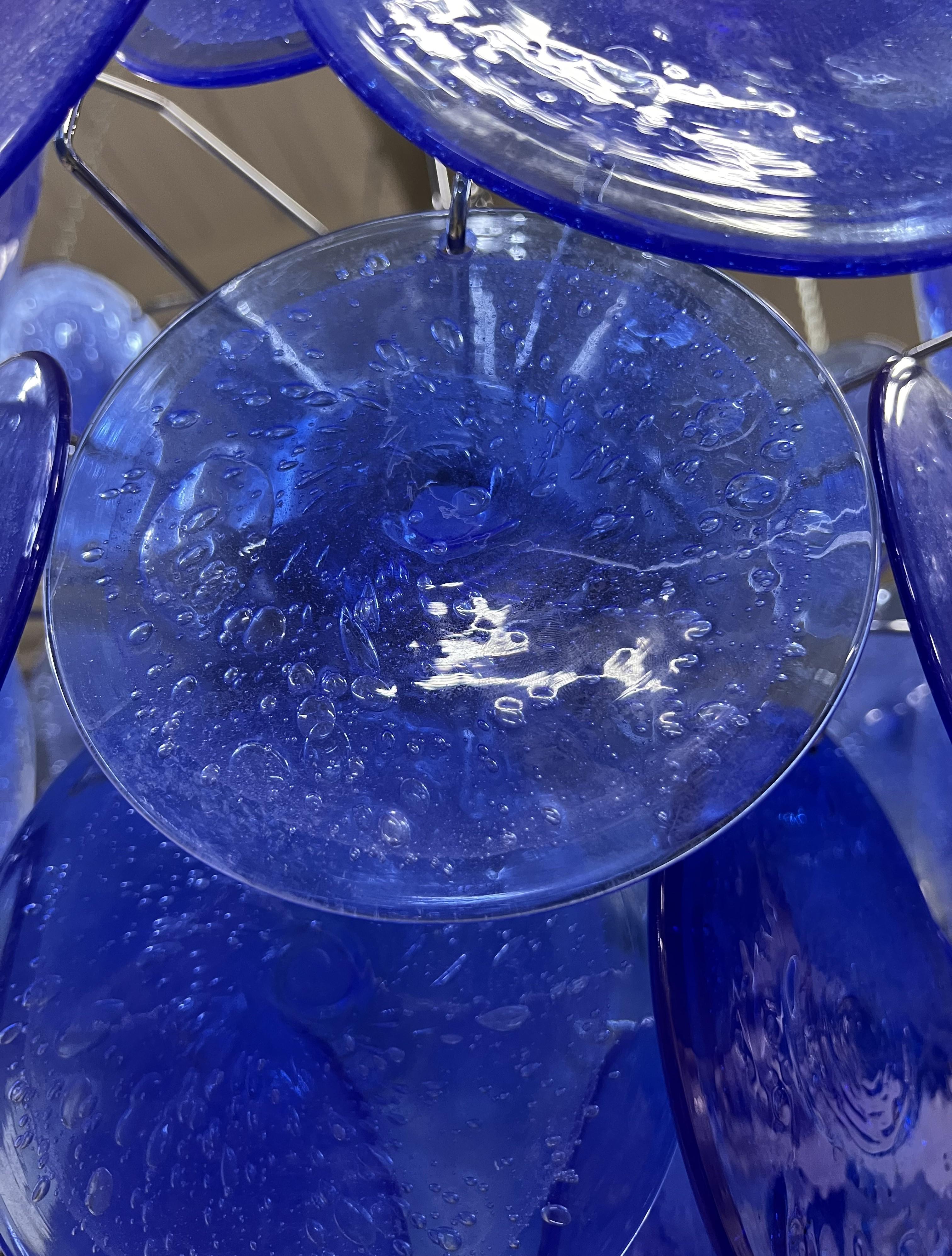 Lustre à disque en verre bleu de Murano par Vistosi Bon état - En vente à Red Lion, PA
