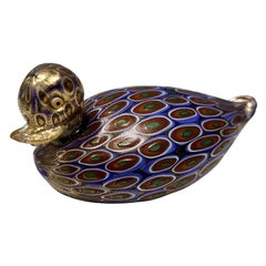 Blue Murano Glass Duck by La Murrina with Gold Leaf, Italy, 1990s