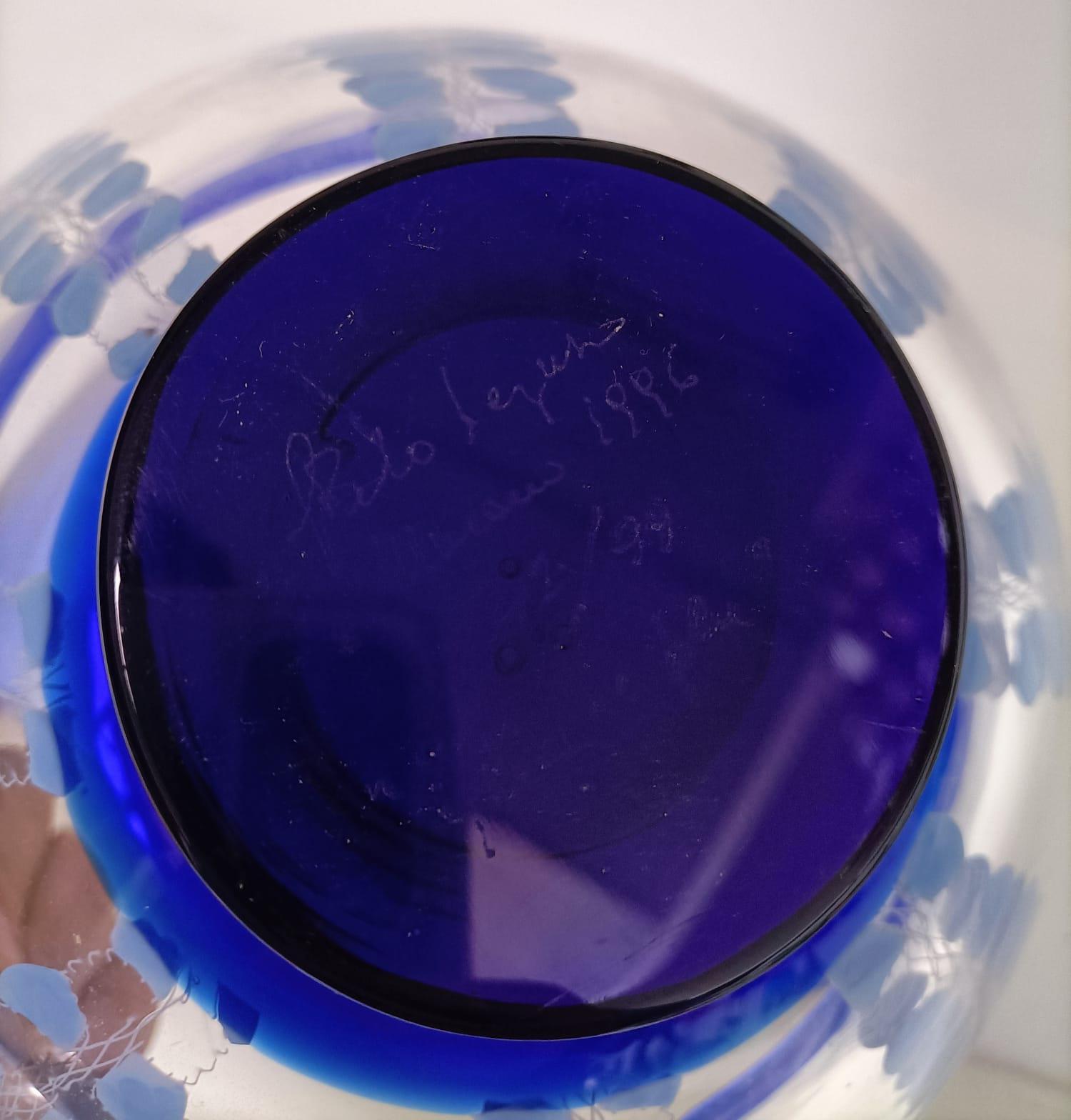 Globet en verre de Murano bleu de Seguso Viro, Série limitée 1996 en vente 2