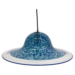 Blue Murano glass hanging Lamp Neverrino by Gae Aulenti for Vistosi Italy , 1970