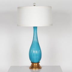 Blue Murano Glass Lamp Attributed to Hollywood Regency, c. 1950