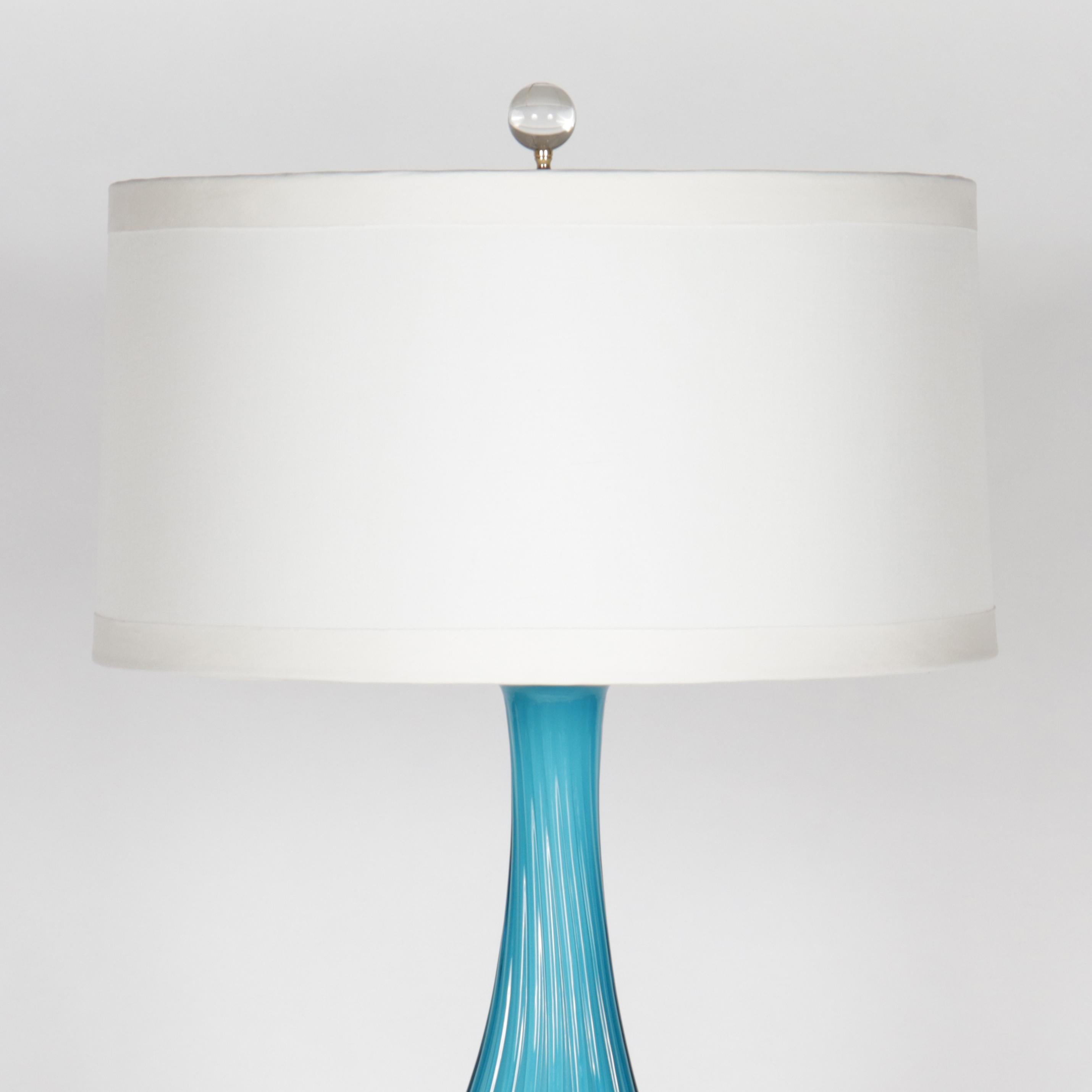 Blue Murano Glass Lamp Attributed to Hollywood Regency, c. 1950 For Sale 1